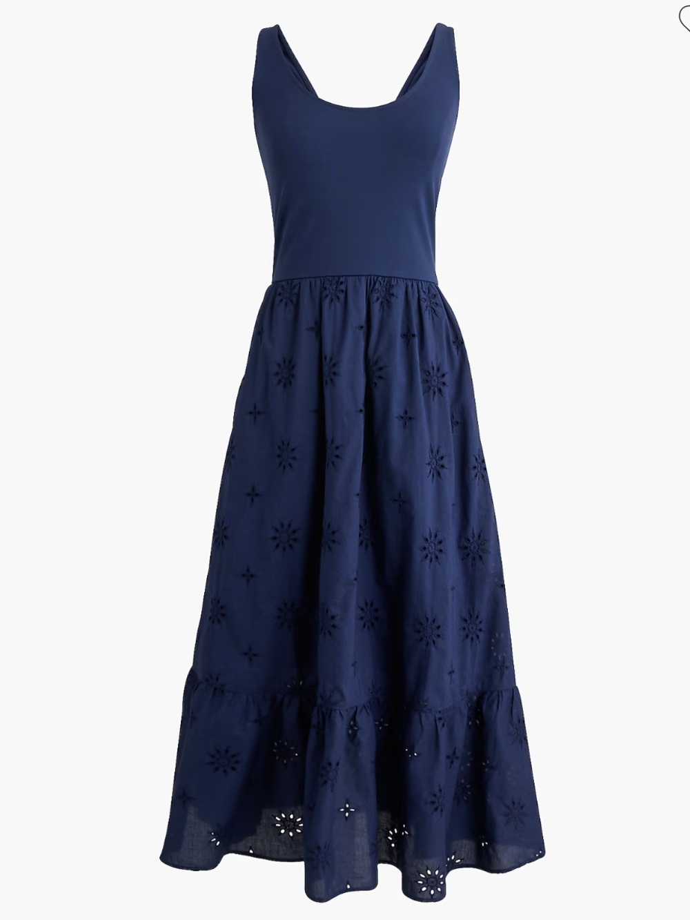 NWT J. Crew Factory Eyelet Mixed-Media Midi Dress L